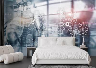 Technology innovation and process automation. Smart industry 4.0. Wall mural