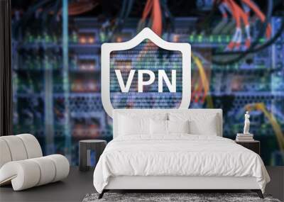 VPN, virtual private network technology, proxy and ssl, cyber security. Wall mural