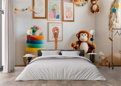 Colorful Children's Room with Toys and Wall Art Decor Wall mural