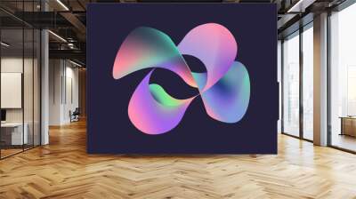 Abstract vector shapes in pastel colors, creating an elegant and premium logo for the Glowing Holographic Gradient. Trendy Website background. Music remix background banner.Copy paste area for texture Wall mural