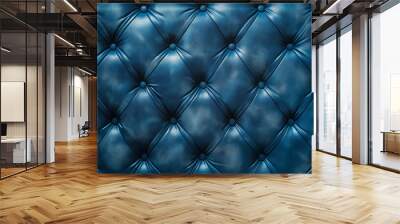 Dark blue Classic fabric texture designed for furniture. Button leather fabric texture. Velvet furniture leather background.  Wall mural