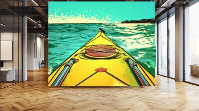 Pop art concept canoe. Colorful background in pop art retro comic style. Summer concept. Wall mural