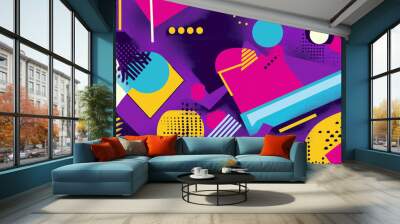 Pop art concept multicolored abstract pattern featuring meaningless and complex shape. Colorful background in pop art retro comic style. Wall mural