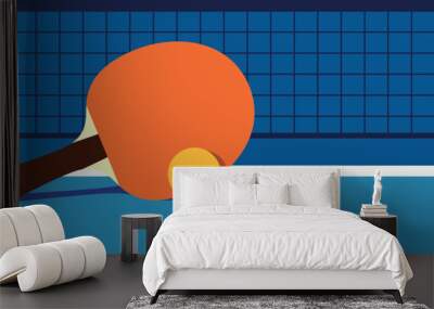 racket and ball for playing ping pong Wall mural