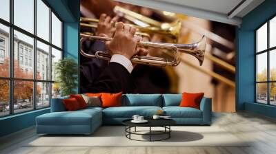 Pipes in the hands of musicians Wall mural