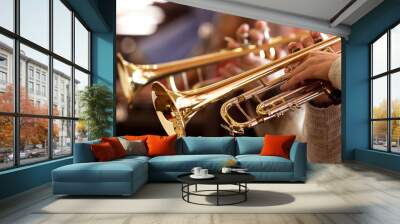 Pipes in the hands of musicians Wall mural