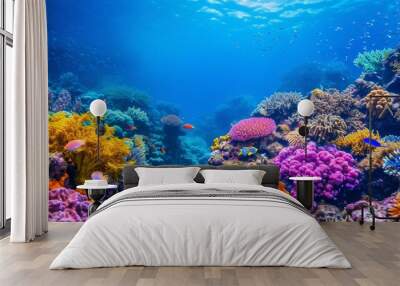 Abstract Colorful Coral Reef Underwater Texture background Wall mural