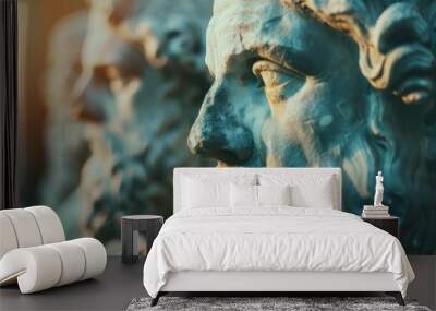 ancient greek philosopher statues blurred background wisdom and knowledge concept Wall mural