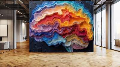 artistic representation of a neurodivergent brain showcasing unique neural pathways colorful abstract interpretation of cognitive diversity Wall mural