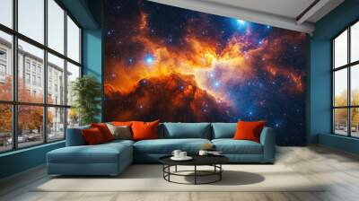 aweinspiring galactic nebula swirling with vibrant colors and twinkling stars set against the vast darkness of deep space Wall mural