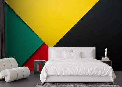 Black History Month February abstract paper geometric background cutout vibrant colorful black red yellow green copy space text celebration heritage culture diversity pride Wall mural