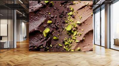 chocolate and pistachio ice cream texture background sweet dessert treat food photography Wall mural