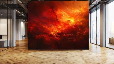 demonic inferno concept fiery hellscape background evoking religious themes of evil digital painting Wall mural