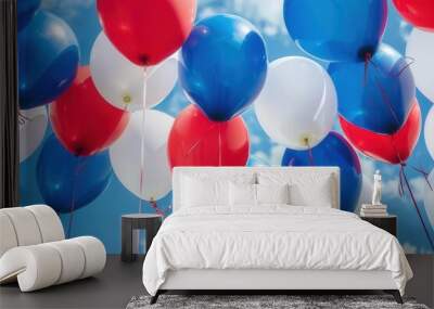 festive red white and blue balloons representing french national colors patriotic celebration concept photo Wall mural