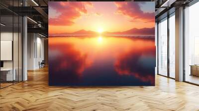 futuristic solar farm at golden hour sleek panels capturing sunset renewable energy landscape ecofriendly technology Wall mural