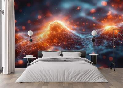 futuristic visualization of ai connecting information nodes abstract representation of data analysis and machine learning with sleek modern aesthetic Wall mural