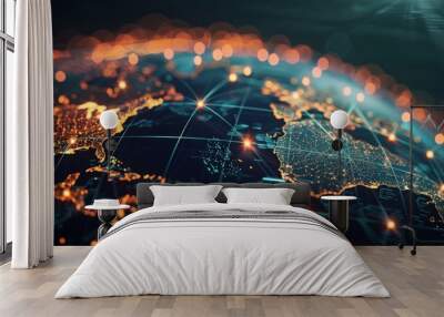 Global logistics network concept with cargo transportation abstract illustration background Wall mural