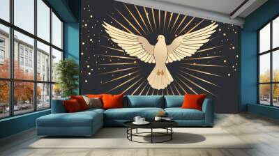 heavenly dove descends symbol of holy spirit and divine grace serene vector illustration Wall mural