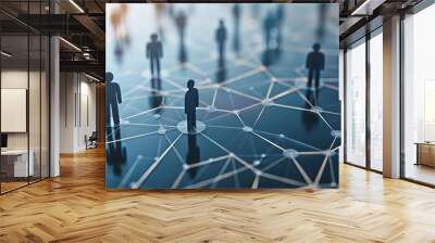 human resources strategy concept network of interconnected people management and leadership abstract illustration Wall mural