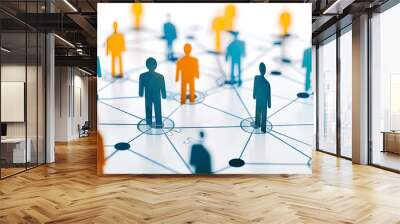 human resources strategy concept network of interconnected people management and leadership abstract illustration Wall mural