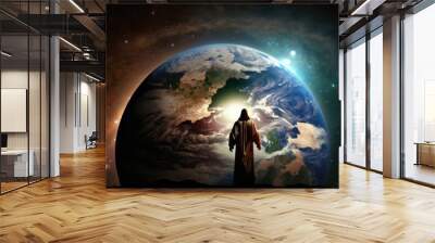 Jesus Christ's Vision for Earth and the World A Biblical Exploration of Belief and Prayer Generative AI. Wall mural