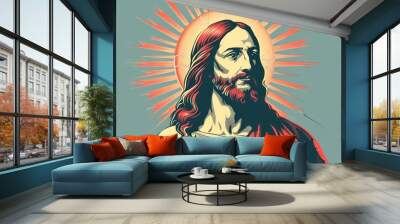 Jesus Christ, The Savior of Mankind, Religious Banner Illustration Wall mural