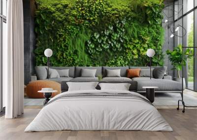 lush living room with vibrant green living wall ecofriendly sustainable interior design Wall mural