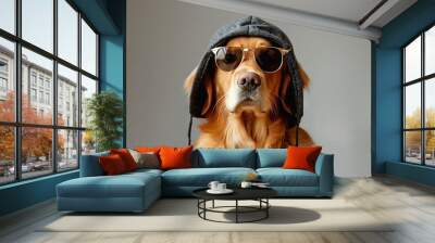 majestic golden retriever in hip hop streetwear trendy animal fashion portrait Wall mural