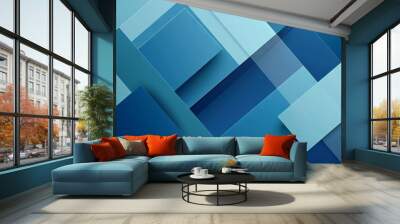 modern geometric shapes in shades of blue abstract business background vector illustration Wall mural