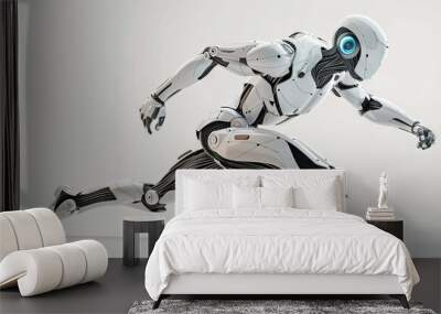 muscular humanoid robot athlete sprinting at high speed 3d illustration Wall mural