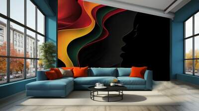 powerful black history month artwork abstract gradient background in black red yellow and green symbolic elements of freedom equality and human rights Wall mural