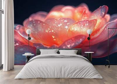 surreal crystal ranunculus flower faceted petals catch and refract light ethereal glow prismatic color effects blend of natural form and geometric precision Wall mural