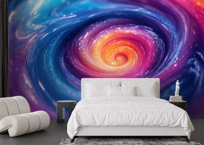 swirling vortex of vibrant colors in motion digital art with fluid shapes and gradients creating a mesmerizing psychedelic effect Wall mural