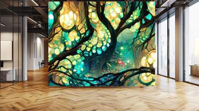 crystalline dream forest vine as wallpaper background Wall mural