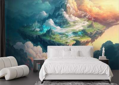 fantasy floating island. digital art. concept art as wallpaper background Wall mural