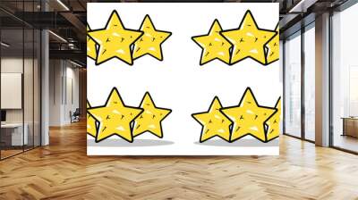 set of illustration of star. stars rating doodle. kid hand drawing cute three stars stack. isolated on a transparent background. eps 10 Wall mural