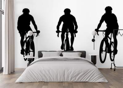 set of silhouettes of people riding bicycle. cyclist front view. isolated on a background. eps 10 Wall mural