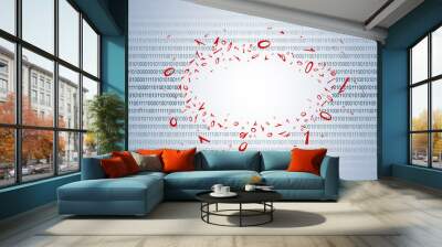 Binary code on light blue v1-4 Wall mural