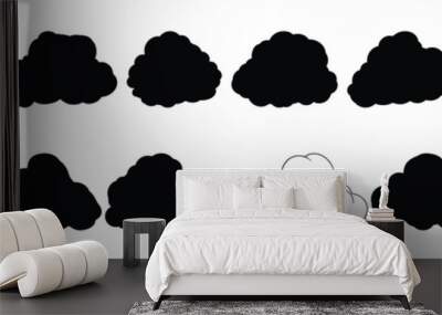 Cloud silhouettes set, large pack of vector silhouette design, isolated white background Wall mural