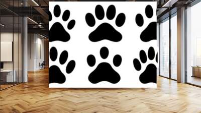 Paw silhouettes set, pack of vector silhouette design, isolated background Wall mural