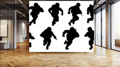 Soldier war army silhouettes set, large pack of vector silhouette design, isolated white background Wall mural