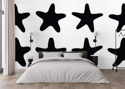 Starfish silhouettes set, large pack of vector silhouette design, isolated white background Wall mural