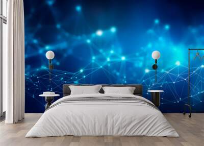 Abstract futuristic network lines background. Network technology abstract concept wallpaper Wall mural