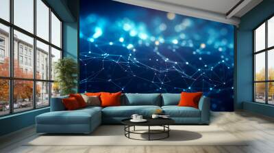 Abstract futuristic network lines background. Network technology abstract concept wallpaper Wall mural