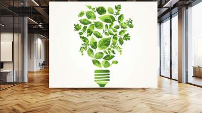 Shining Bright: Eco-Friendly Light Bulb Icon in Green Design for Environmentally Conscious Concepts Wall mural