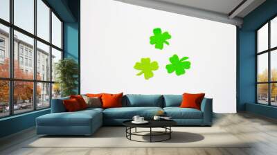 Felt clover leaves isolated on white background. Good luck symbol, St.Patrick's Day concept Wall mural