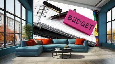 budget note on agenda and pen Wall mural