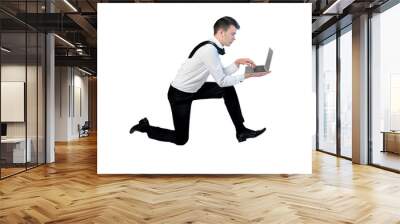 Business man with laptop Wall mural