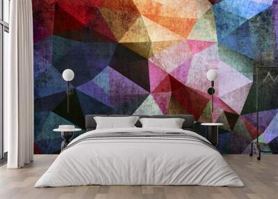 Abstract grunge background of triangles polygon wallpaper Wall mural