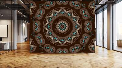 Folk ornamental textile seamless kaleidoscopic pattern print bac Wall mural